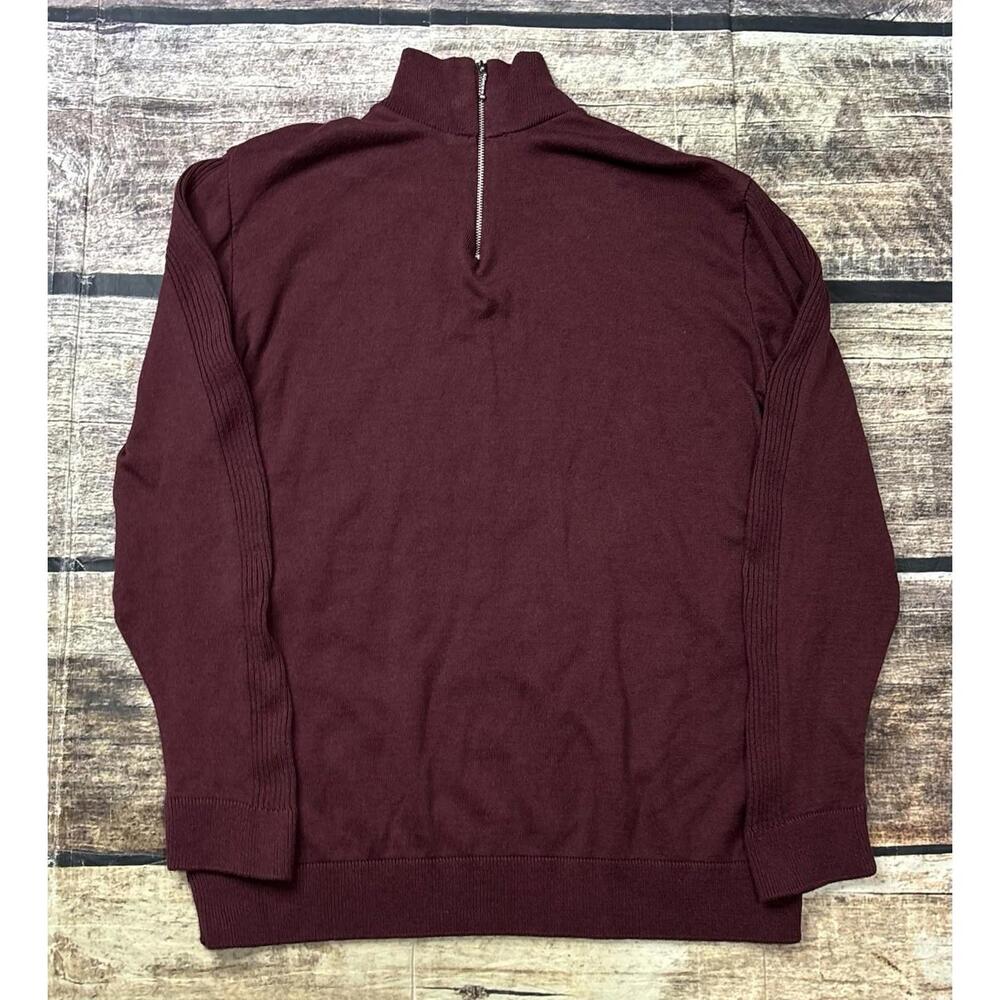 River Island Sweater Mens Medium 1/4 Zip Pullover Burgundy
